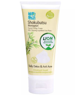 LION Shokubutsu Пенка-детокс для умывания с бамбуком, 100 г