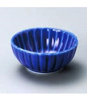 Посуда керамическая Мамезара (Dark-blue Chrysanthemum Wave plate Medium size) 8.2×3.6cm MARUMO TAKAGI